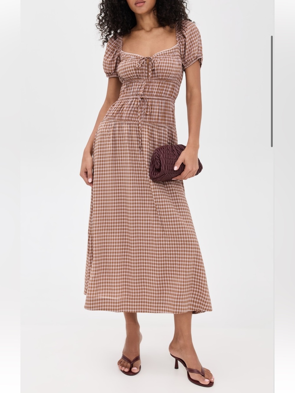Reformation Rhett Midi Dress in Audrie Check